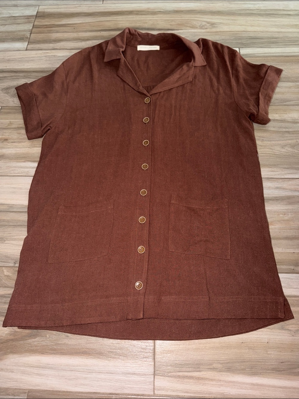 Stitch & Feather Brown linen blend shirt dress size large